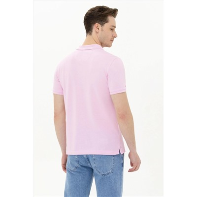 Erkek Açık Pembe Basic Polo Yaka Tişört