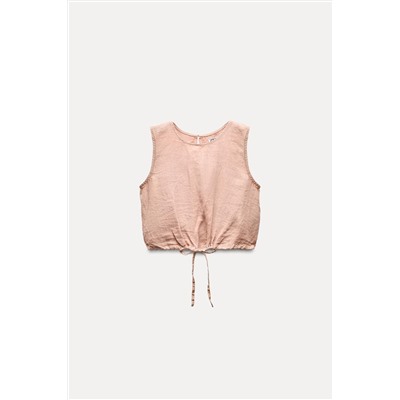 ZW COLLECTION 100% LINEN TOP WITH TIES