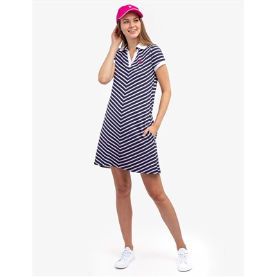 SHORT SLEEVE SPLIT NECK SWING DRESS
