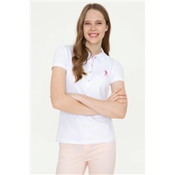 Kadın Beyaz Basic Polo Yaka Tişört