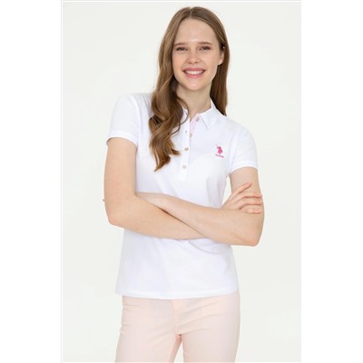 Kadın Beyaz Basic Polo Yaka Tişört