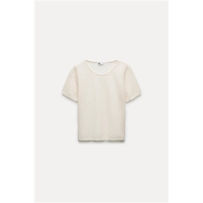 FINE KNIT OPENWORK T-SHIRT