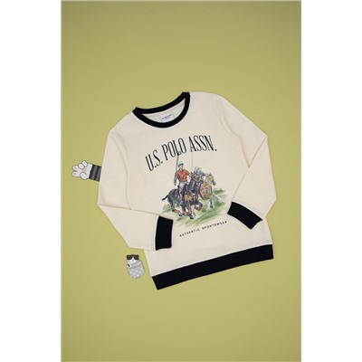 Erkek Çocuk Krem Bisiklet Yaka Sweatshirt