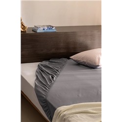 Ciel King Size Plus %100 Pamuk Lastikli Saten Çarşaf - Gri