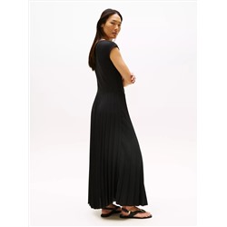 Fit-and-Flare Pleated Midi Dress