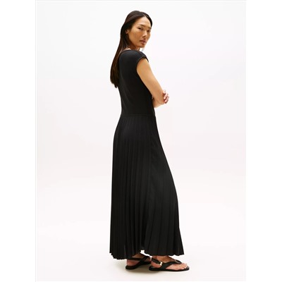 Fit-and-Flare Pleated Midi Dress