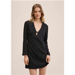 Vestido aplique cuello -  Mujer | MANGO OUTLET España