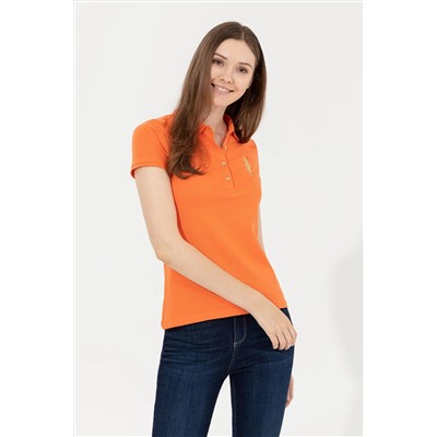 Kadın Turuncu Basic Polo Yaka Tişört