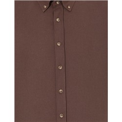Kahverengi Slim Fit Uzun Kollu Gömlek
