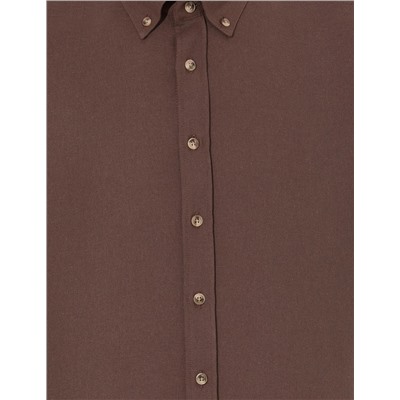 Kahverengi Slim Fit Uzun Kollu Gömlek