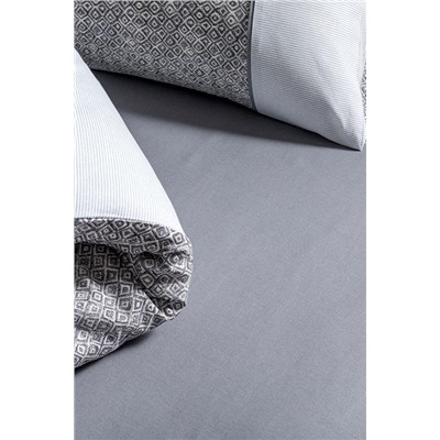 Diane King Size %100 Pamuk Madame Coco Crep Baskılı Nevresim Takımı - Gri