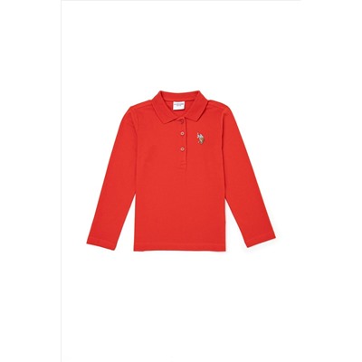 Çocuk Kırmızı Polo Yaka Basic Sweatshirt