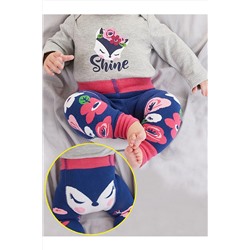 Denokids Tilki Kız Bebek Lacivert Pembe Tayt-pantolon CFF-22S1-163