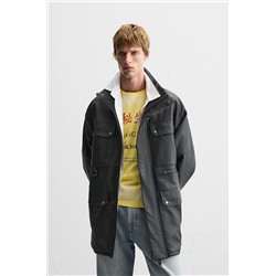 PARKA EFECTO PIEL BOLSILLOS