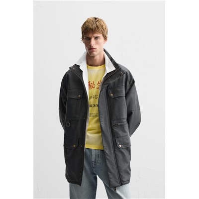 PARKA EFECTO PIEL BOLSILLOS