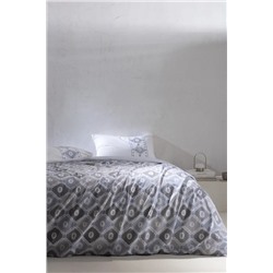 Avril King Size %100 Pamuk Ranforce Baskılı Nevresim Takımı - Gri/Mavi