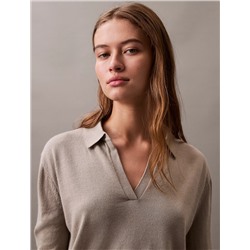 Extra Fine Merino Blend Polo Sweater