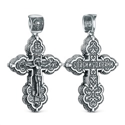 Крест православный из чернёного серебра - 2,8 см 925 пробы ПК-040-3ч