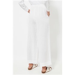 Pantalón recto de lino - Blanco