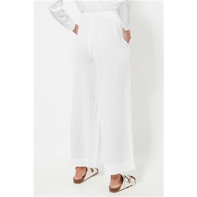 Pantalón recto de lino - Blanco