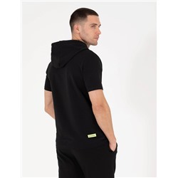 Siyah Regular Fit Kapüşonlu Tişört