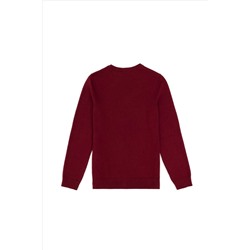 Erkek Çocuk Bordo Basic Bisiklet Yaka Kazak