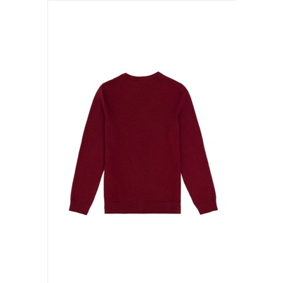 Erkek Çocuk Bordo Basic Bisiklet Yaka Kazak