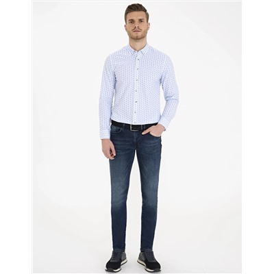 Açık Mavi Slim Fit Uzun Kollu Gömlek