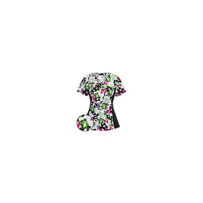 Cherokee Flexibles Scrubs Toad-ally in Bloom Print Top