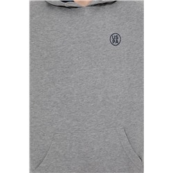 Erkek Gri Melanj Kapüşonlu Oversize Sweatshirt