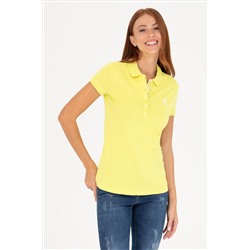 Kadın Neon Sarı Basic Polo Yaka Tişört