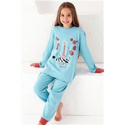 Siyah İnci Turkuaz Alt-üst Interlok Pijama Takımı 22278916