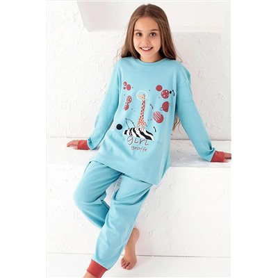 Siyah İnci Turkuaz Alt-üst Interlok Pijama Takımı 22278916