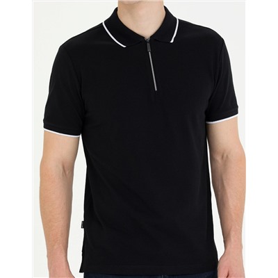 Siyah Slim Fit Polo Yaka Tişört