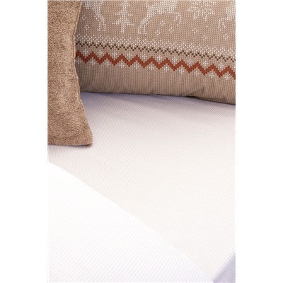 Manchot King Size %100 Pamuk Ranforce Baskılı Nevresim Takımı - Bej