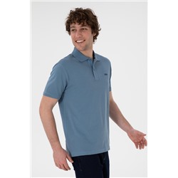 Erkek Regular Fit Polo Yaka Koyu Mavi Basic Tişört