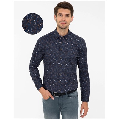 Lacivert Regular Fit Uzun Kollu Gömlek