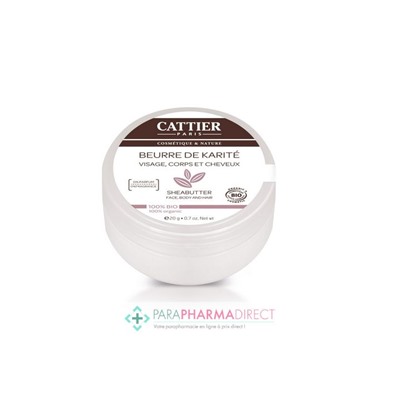 Cattier Beurre de Karité Visage, Corps et Cheveux BIO 20g