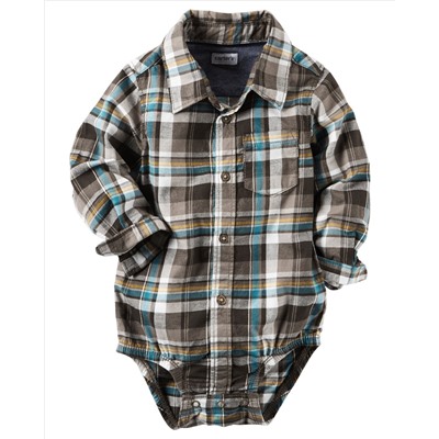 Plaid Button-Front Bodysuit