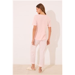 Pijama Capri 100% algodón naranja rayas