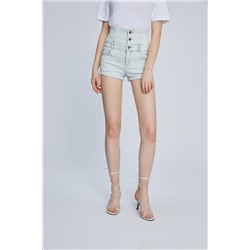 Short de tiro alto Azul claro