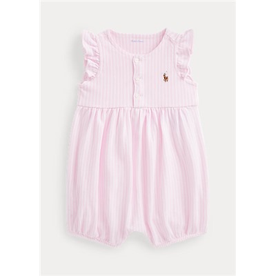 Baby Girl Oxford Mesh Bubble Shortall