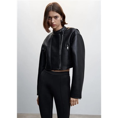 Cazadora biker efecto piel -  Mujer | MANGO OUTLET Melilla