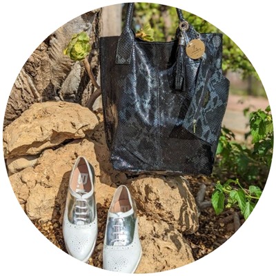 BDA · 6180 Blanco+PELLE - Shopper PITON NEGRO АКЦИЯ