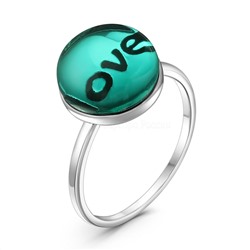 Подвеска из серебра с зелёным пл.кварцем родированная - Love 925 пробы рп-141003зеленый