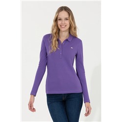 Kadın Violet Basic Polo Yaka Sweatshirt