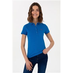 Kadın Kobalt Mavi Basic Polo Yaka Tişört