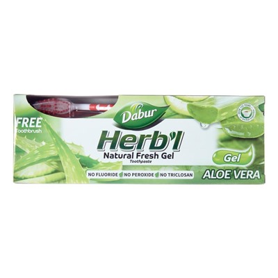 DABUR Toothpaste Dabur Herb'l Aloe Vera Зубная паста с экстрактом алое  с зубной щеткой 150г