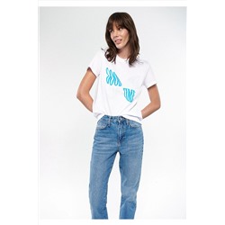 MaviGood Things Kelebek Baskılı Beyaz Tişört Regular Fit / Normal Kesim 1611267-620