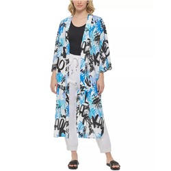 KARL LAGERFELD PARIS Women's Graffiti-Print Duster Kimono